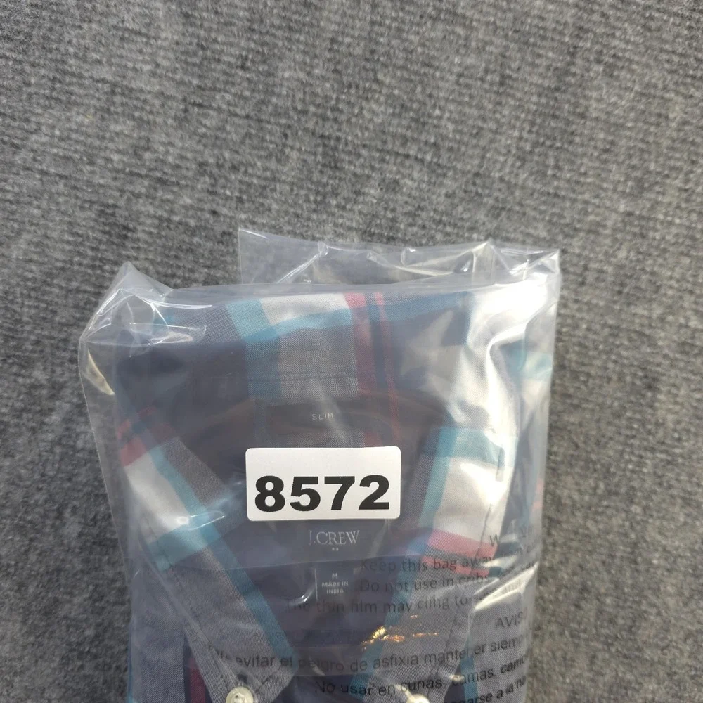 J Crew Shirt Medium Slim Fit Long‎ Sleeve Button Down Blue Plaid Cotton Pocket